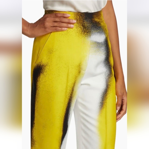 BNWT !! Alexander McQueen Mushroom Spores Yellow B & W Spray Paint Pant sz IT 40 - Picture 3 of 15